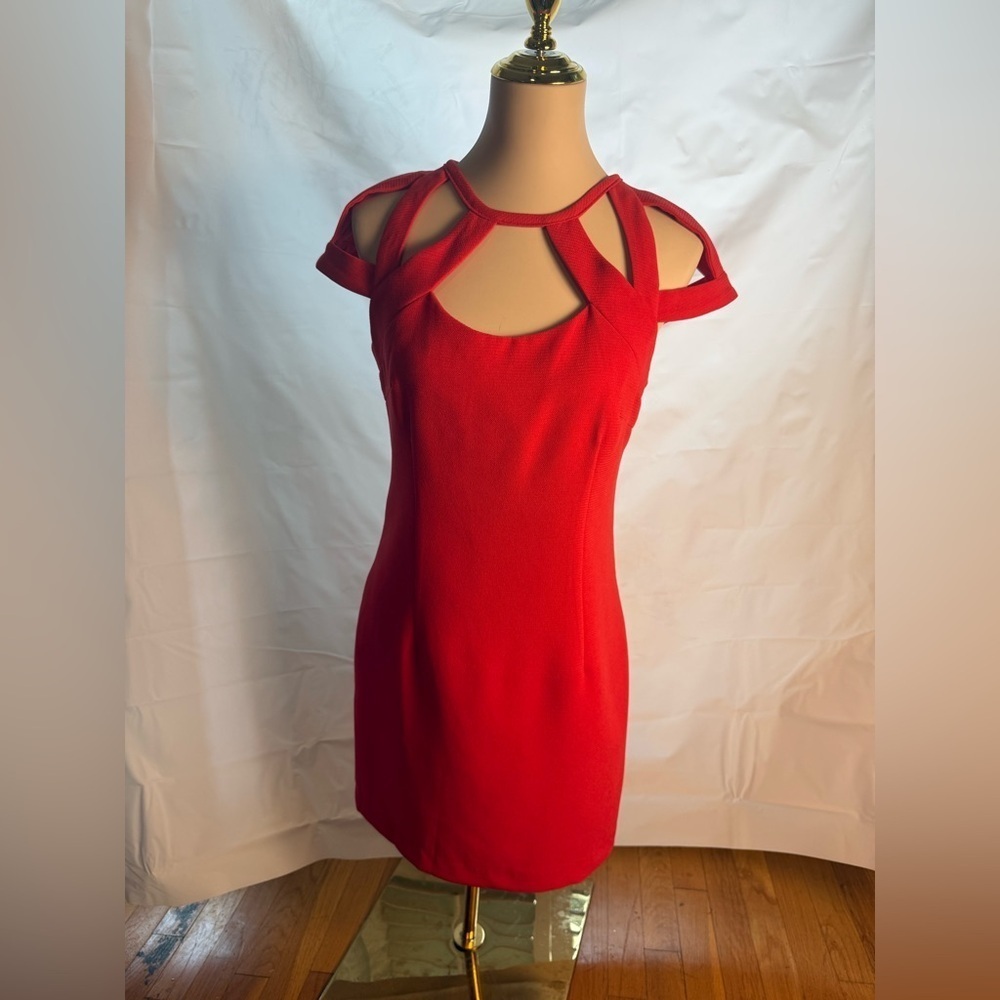 Esley Orange Cut Out Cap Sleeve Sheath Dress